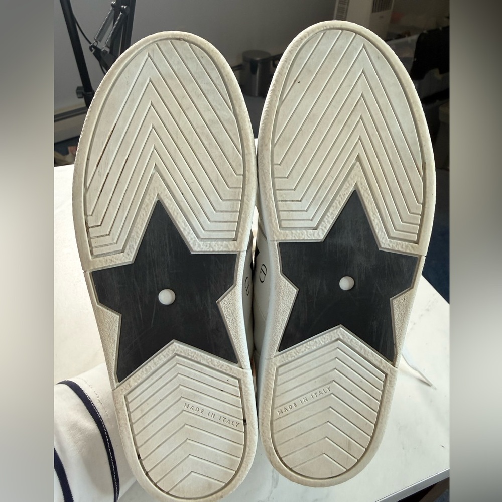 Christian Dior Star Walk Sneakers White Leather Suede Star CD Logo - Picture 11 of 12